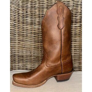 Nocona Women's Sz 7 Leather Cowboy Boot Brown Square Toe